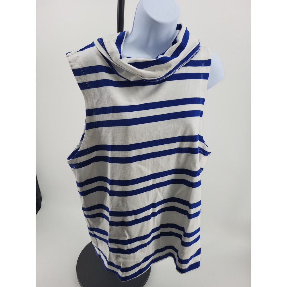 Maeve‎ Anthropologie Blue White Striped Cowl Neck Sleeveless Top Womens XLarge